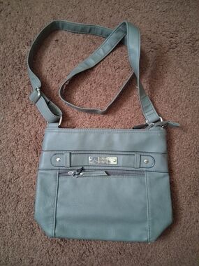 Source Unknown Sage Gray Crossbody Bag with Front Zip Pocket
